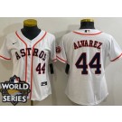 Women's Houston Astros #44 Yordan Alvarez White Player Number Team Logo 2022 World Series Cool Base Jersey