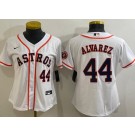 Women's Houston Astros #44 Yordan Alvarez White Player Number Team Logo Cool Base Jersey