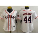 Women's Houston Astros #44 Yordan Alvarez White Team Logo Cool Base Jersey