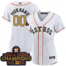Women's Houston Astros Customized White 2023 Gold Collection Cool Base Jersey
