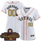 Women's Houston Astros Customized White 2023 Gold Collection Player Number Cool Base Jersey