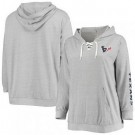 Women's Houston Texans Gray Lace Up Pullover Hoodie