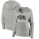 Women's Houston Texans Gray Victory Script V Neck Pullover Hoodie