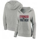 Women's Houston Texans Heather Gray Stronger Together Crossover Neck Printed Pullover Hoodie 0729