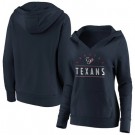 Women's Houston Texans Navy Iconic League Leader V Neck Pullover Hoodie