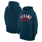 Women's Houston Texans Starter Navy Half Ball Team Pullover Hoodie