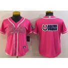 Women's Indianapolis Colts Blank Limited Pink Team Logo Baseball Jersey