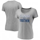 Women's Indianapolis Colts Heather Charcoal Stronger Together V Neck Printed T-Shirt 0811