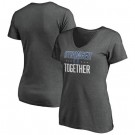 Women's Indianapolis Colts Heather Charcoal Stronger Together V Neck Printed T-Shirt 0840
