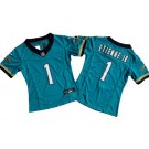 Women's Jacksonville Jaguars #1 Travis Etienne Jr Limited Teal Prowler Throwback FUSE Vapor Jersey