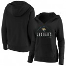 Women's Jacksonville Jaguars Black Iconic League Leader Victory Script V Neck Pullover Hoodie