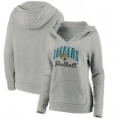 Women's Jacksonville Jaguars Gray Victory Script V Neck Pullover Hoodie