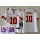 Women's Kansas City Chiefs #10 Isiah Pacheco Limited White LVIII Super Bowl Vapor Jersey