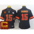 Women's Kansas City Chiefs #15 Patrick Mahomes II Limited Black C Patch Vapor Jersey