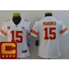 Women's Kansas City Chiefs #15 Patrick Mahomes II Limited White C Patch Vapor Jersey