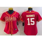 Women's Kansas City Chiefs #15 Patrick Mahomes Limited Red Baseball Jersey
