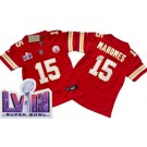 Women's Kansas City Chiefs #15 Patrick Mahomes Limited Red LVIII Super Bowl FUSE Vapor Jersey