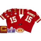 Women's Kansas City Chiefs #15 Patrick Mahomes Limited Red NKH C Patch LVIII Super Bowl FUSE Vapor Jersey