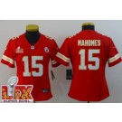 Women's Kansas City Chiefs #15 Patrick Mahomes Limited Red Super Bowl LIX Vapor Jersey