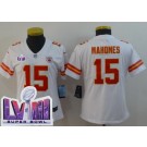 Women's Kansas City Chiefs #15 Patrick Mahomes Limited White LVIII Super Bowl Vapor Jersey
