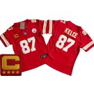 Women's Kansas City Chiefs #87 Travis Kelce Limited Red C Patch FUSE Vapor Jersey