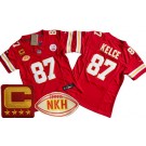 Women's Kansas City Chiefs #87 Travis Kelce Limited Red C Patch NKH FUSE Vapor Jersey