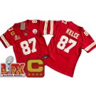 Women's Kansas City Chiefs #87 Travis Kelce Limited Red C Patch Super Bowl LIX FUSE Vapor Jersey