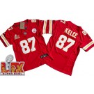Women's Kansas City Chiefs #87 Travis Kelce Limited Red Super Bowl LIX FUSE Vapor Jersey