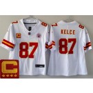 Women's Kansas City Chiefs #87 Travis Kelce Limited White C Patch FUSE Vapor Jersey