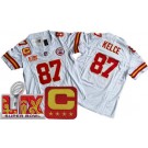 Women's Kansas City Chiefs #87 Travis Kelce Limited White C Patch Super Bowl LIX FUSE Vapor Jersey