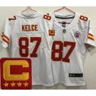 Women's Kansas City Chiefs #87 Travis Kelce Limited White C Patch Vapor Jersey