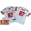 Women's Kansas City Chiefs #87 Travis Kelce Limited White Super Bowl LIX FUSE Vapor Jersey