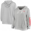 Women's Kansas City Chiefs Gray Lace Up Pullover Hoodie