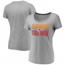 Women's Kansas City Chiefs Heather Charcoal Stronger Together V Neck Printed T-Shirt 0855