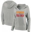 Women's Kansas City Chiefs Heather Gray Stronger Together Crossover Neck Printed Pullover Hoodie 0711
