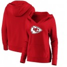 Women's Kansas City Chiefs Red Primary Team Log V Neck Pullover Hoodie