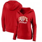 Women's Kansas City Chiefs Red Victory Script V Neck Pullover Hoodie