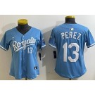 Women's Kansas City Royals #13 Salvador Perez Light Blue Limited Jersey