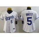 Women's Kansas City Royals #5 George Brett White Limited Jersey
