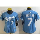 Women's Kansas City Royals #7 Bobby Witt Jr Light Blue Limited Jersey