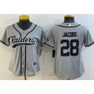 Women's Las Vegas Raiders #28 Josh Jacobs Gray Baseball Jersey