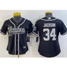 Women's Las Vegas Raiders #34 Bo Jackson Limited Black Baseball Jersey