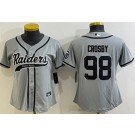 Women's Las Vegas Raiders #98 Maxx Crosby Gray Baseball Jersey