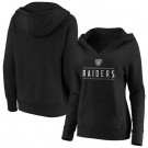 Women's Las Vegas Raiders Black Iconic League Leader V Neck Pullover Hoodie