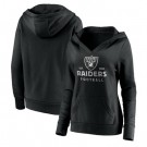 Women's Las Vegas Raiders Black Vintage Arch V Neck Pullover Hoodie