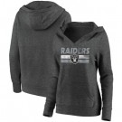 Women's Las Vegas Raiders Charcoal First String V Neck Pullover Hoodie