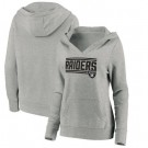 Women's Las Vegas Raiders Gray On Side Stripe V Neck Pullover Hoodie