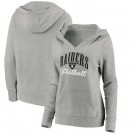 Women's Las Vegas Raiders Gray Victory Script V Neck Pullover Hoodie