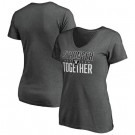 Women's Las Vegas Raiders Heather Charcoal Stronger Together V Neck Printed T-Shirt 0825