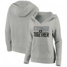 Women's Las Vegas Raiders Heather Gray Stronger Together Crossover Neck Printed Pullover Hoodie 0720